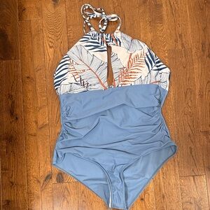 Tropical Halter One-Piece Swimsuit